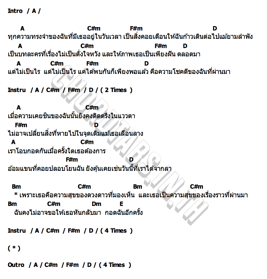 คอร์ด ทุกความทรงจำ TOFU