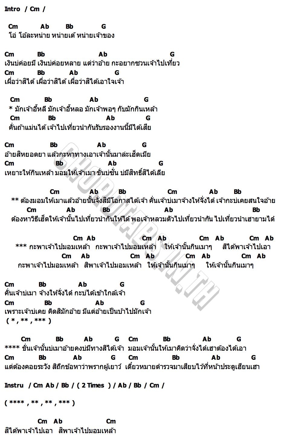 คอร์ด มอมเหล้า อู๋ ไทเกาะแก้ว