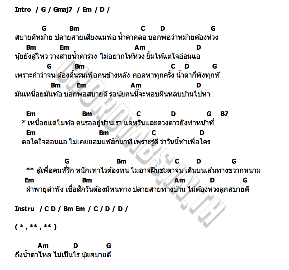 คอร์ด สบายดีหม้าย (ไม่ต้องห่วงลูกสบายดี) ซินน่า มีนา