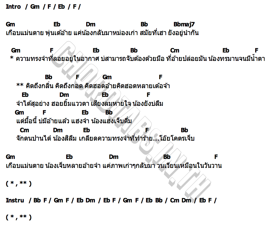 คอร์ด จำเท่ากับเจ็บ ฟ้า ธิราพร