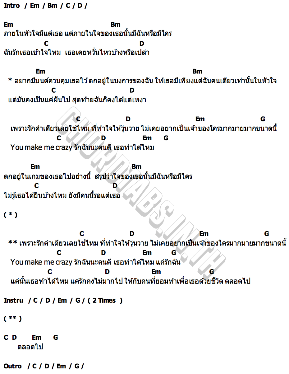 คอร์ด เพราะรัก เลอทัศน์ เกตุสุข (โต Mirrr)