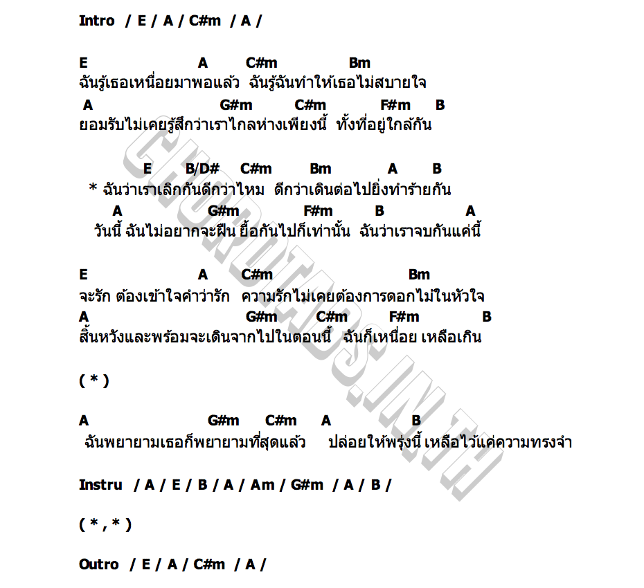 คอร์ด เลิกกันไหม(Done) Two o seventeen