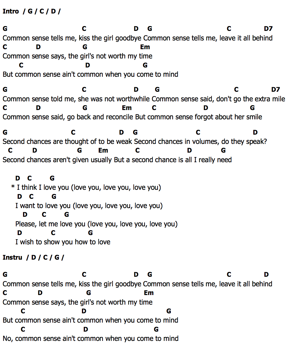 คอร์ด Common Sense Joshua Bassett