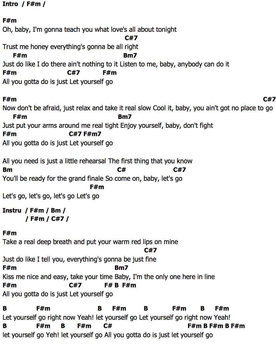 คอร์ด Let Yourself Go Elvis Presley