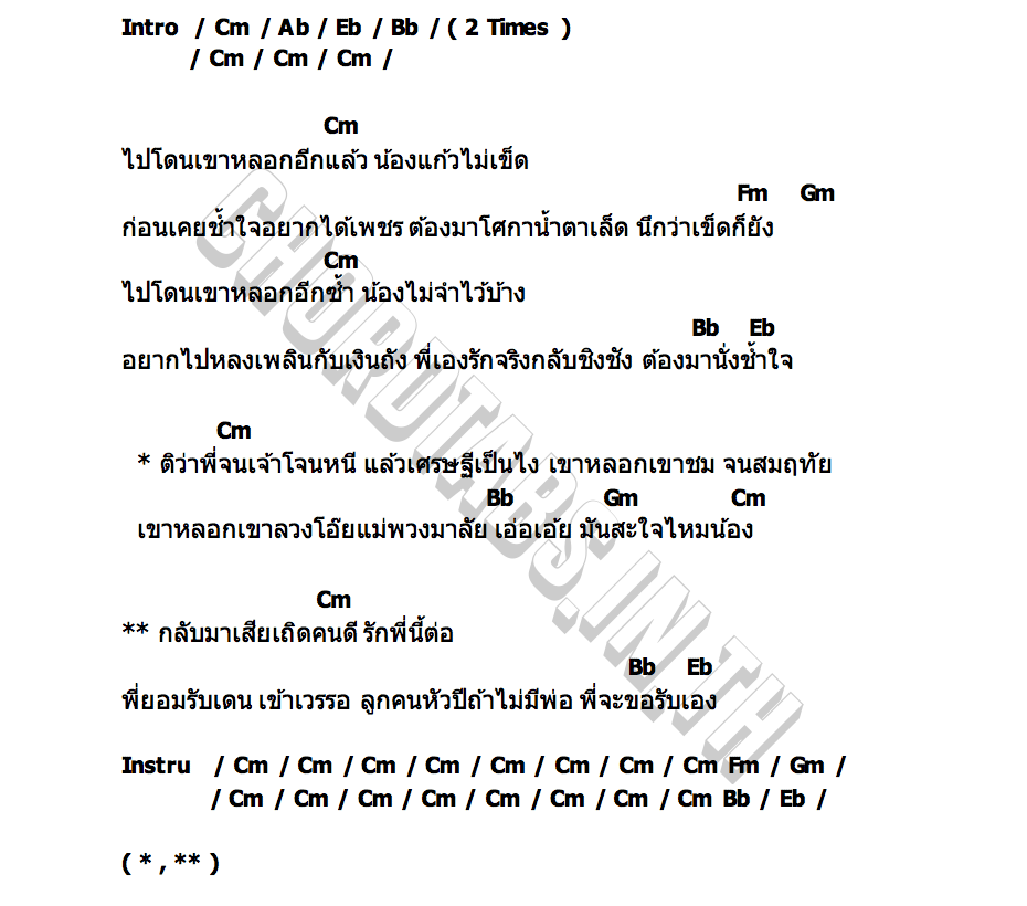คอร์ด เข้าเวรรอ โชค – เจน  รถแห่