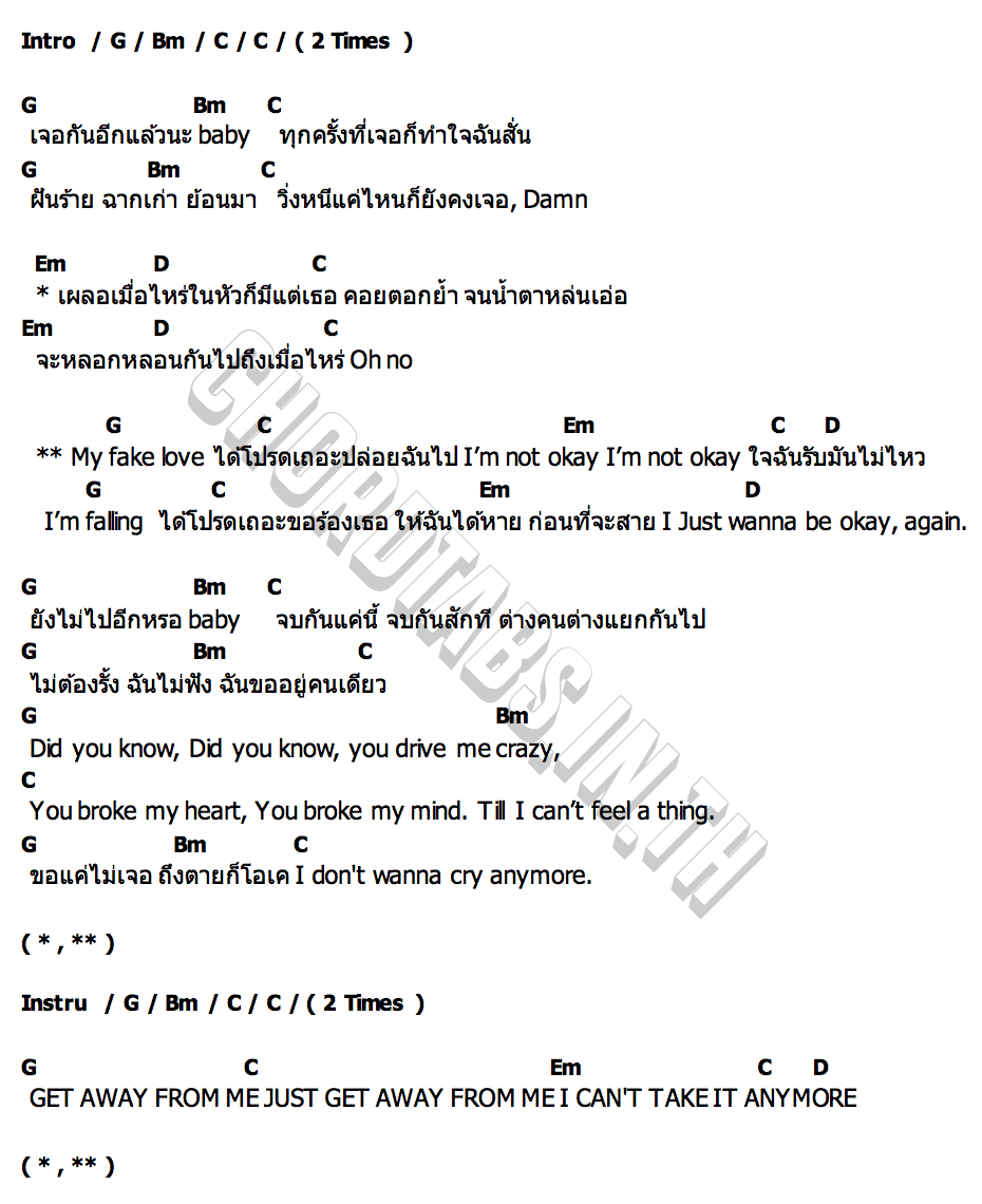 คอร์ด I m (not) okay The KYLE