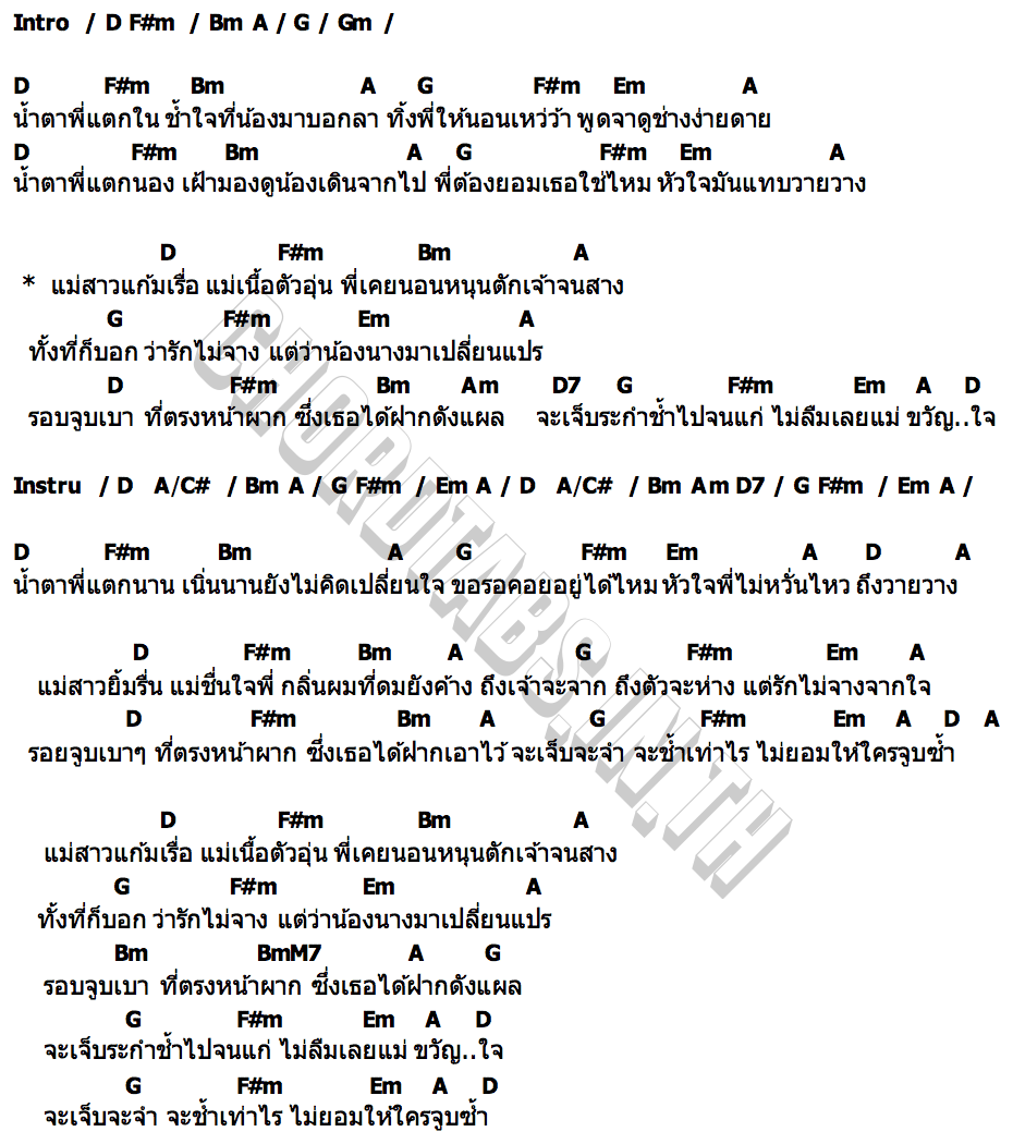 น้ำตาแตกในคอร์ด คอร์ด น้ำตาแตกใน ซัน X ฟอร์ม