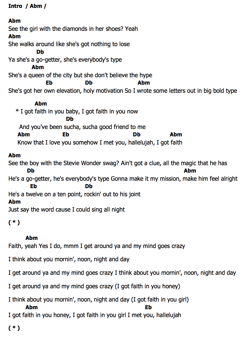 คอร์ด Faith Stevie Wonder (feat. Ariana Grande)