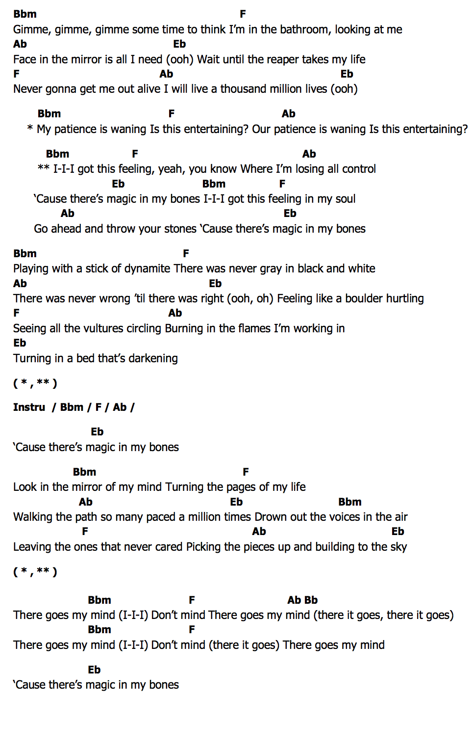 คอร์ด Here Are the Imagine Dragons’ ‘Bones’
