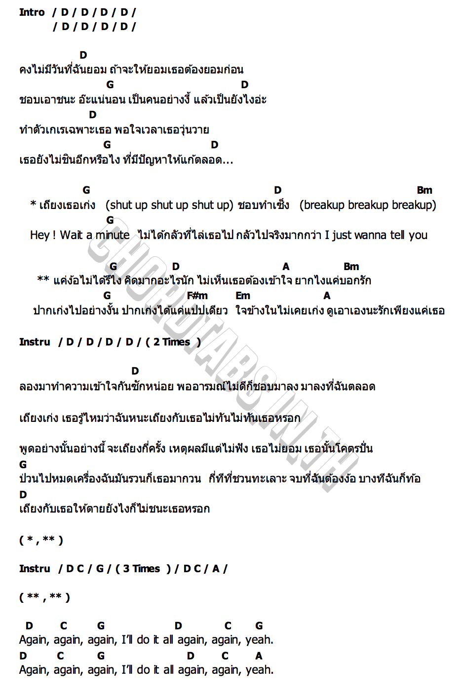 คอร์ด เถียงเก่ง (Bad Mouth) ALALA