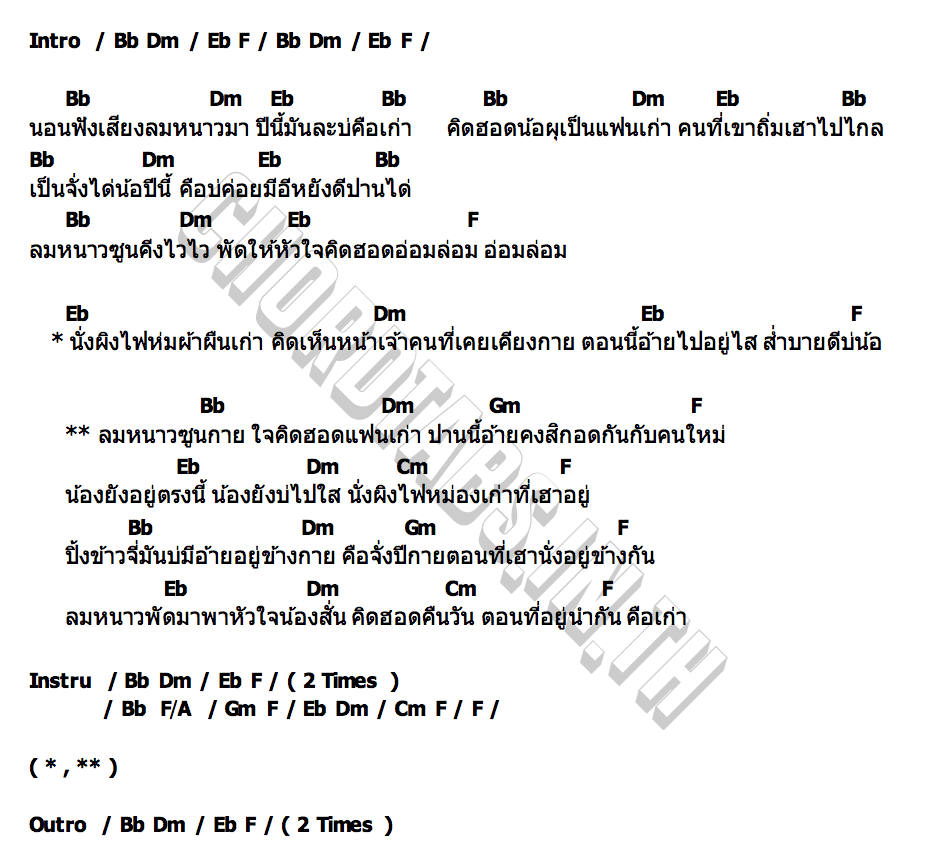 คอร์ด หนาวกายใจคิดฮอด สปาย PTmusic