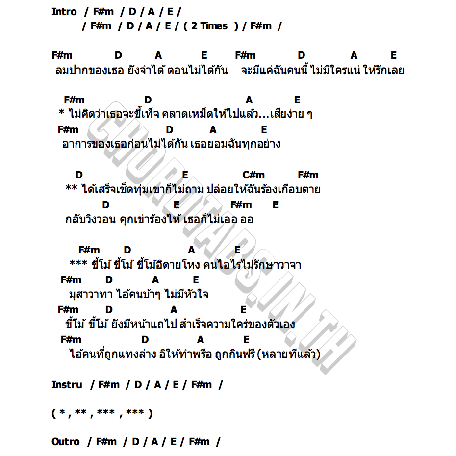 คอร์ด ไอ้ขี้โม้ วงธารารัตน์