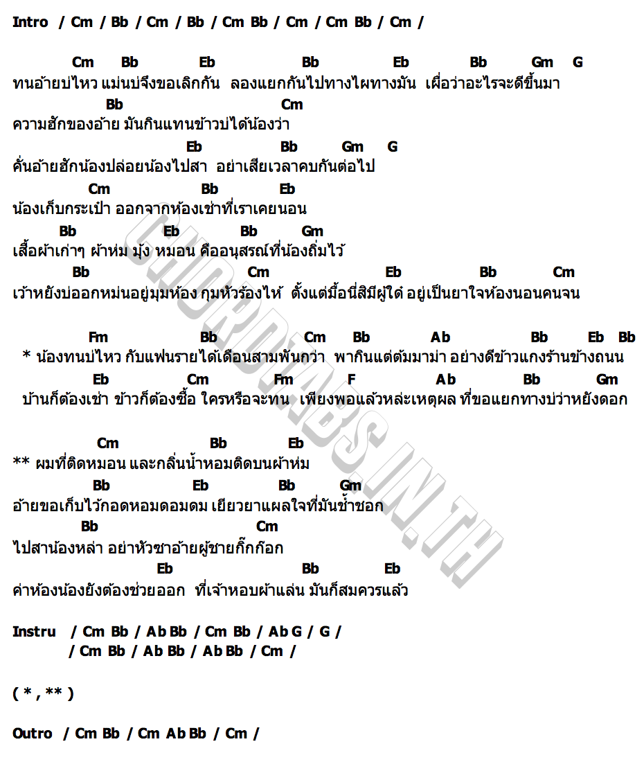 คอร์ด แยกกันเดินเพราะเกินทน สนุ๊ก สิงห์มาตร Rsiam