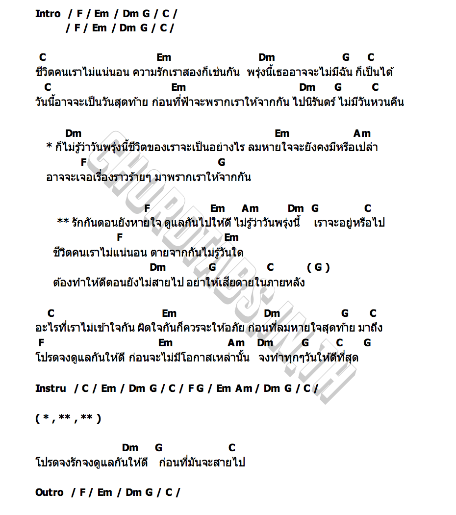 คอร์ด รักกันตอนยังหายใจ (ดูแลกันไปให้ดี) กิม ชญาภา