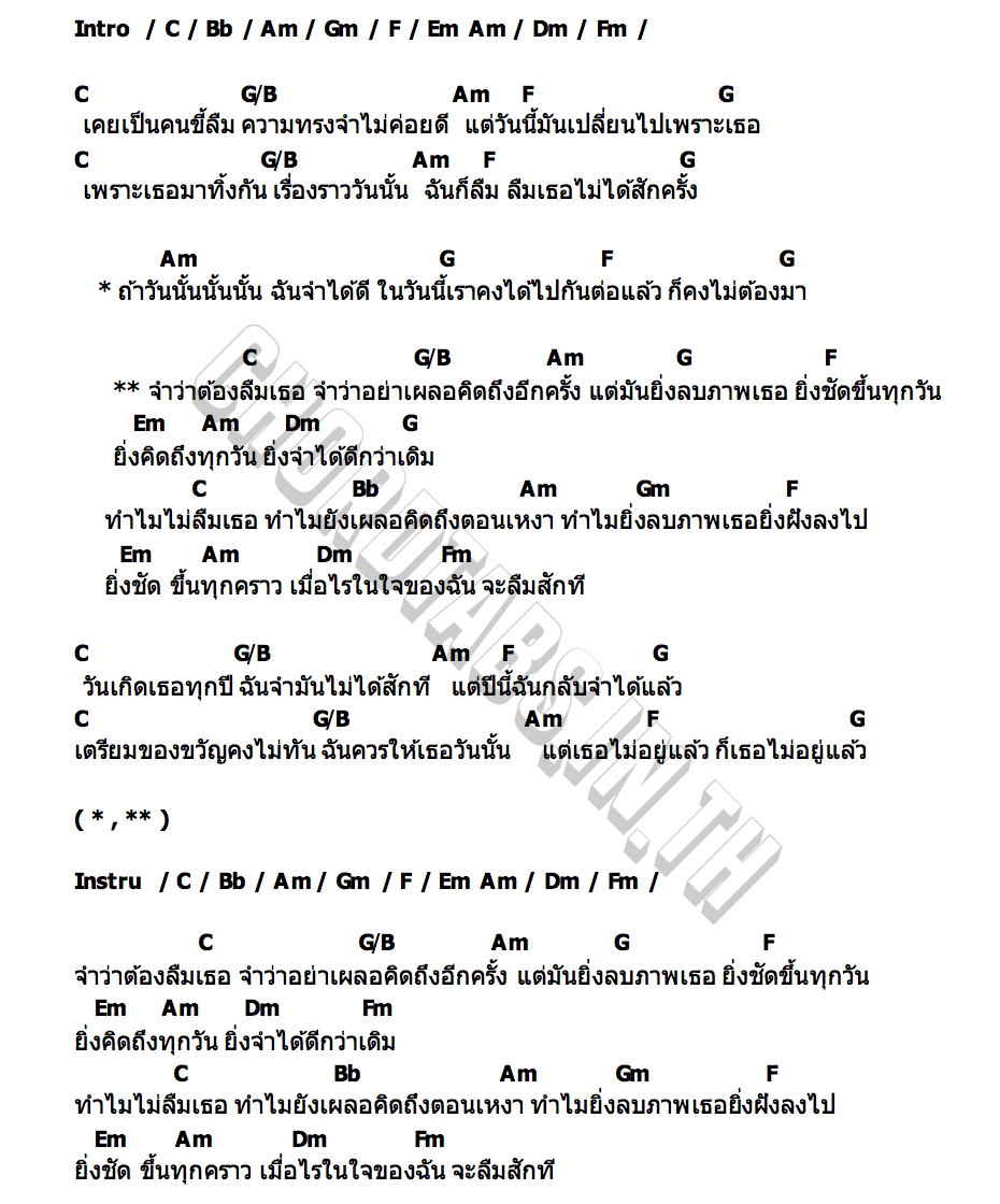 คอร์ด จำว่าต้องลืม GOOD MOOD