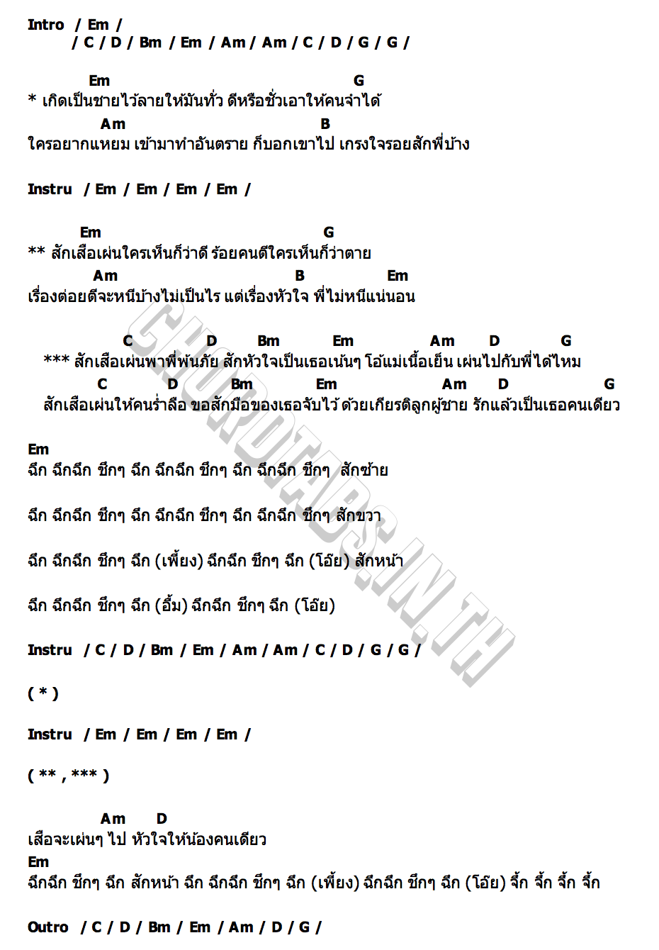 คอร์ด สักเสือ Ost.เสือเผ่น