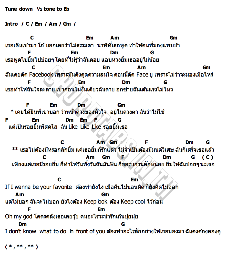 คอร์ด ไม่ต้องมีหรอกลักยิ้ม แค่เธอยิ้มก็รักแล้ว TEAM THARITPONG