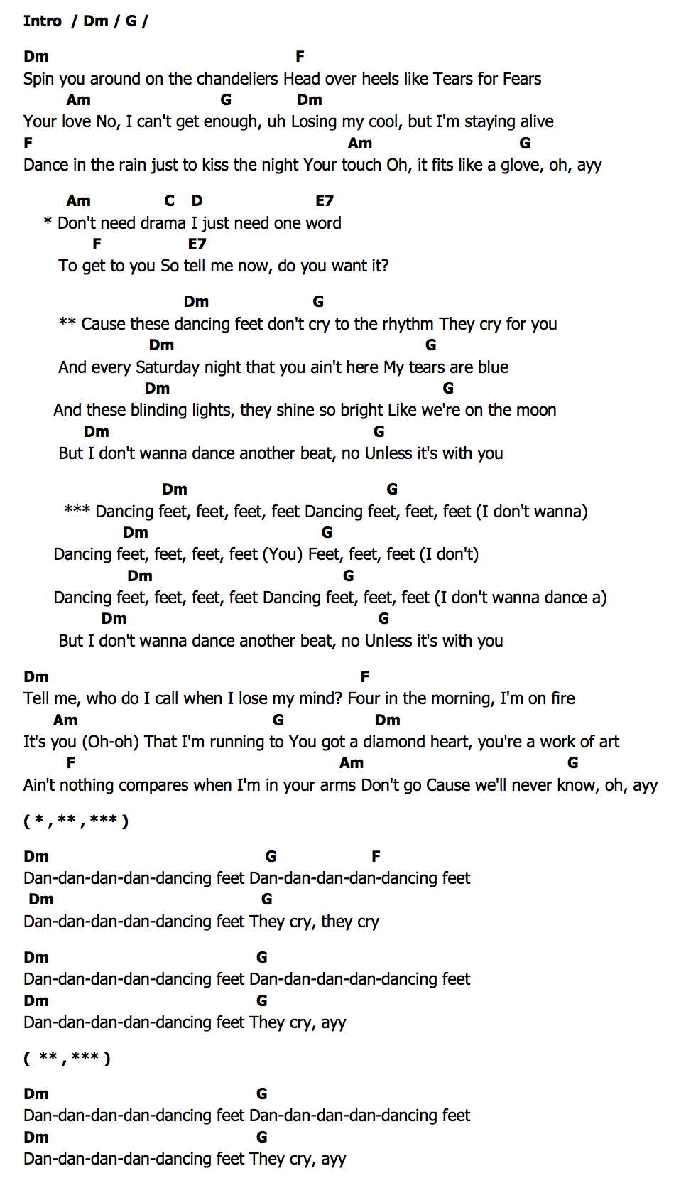คอร์ด Dancing Feet Kygo  (feat. DNCE)