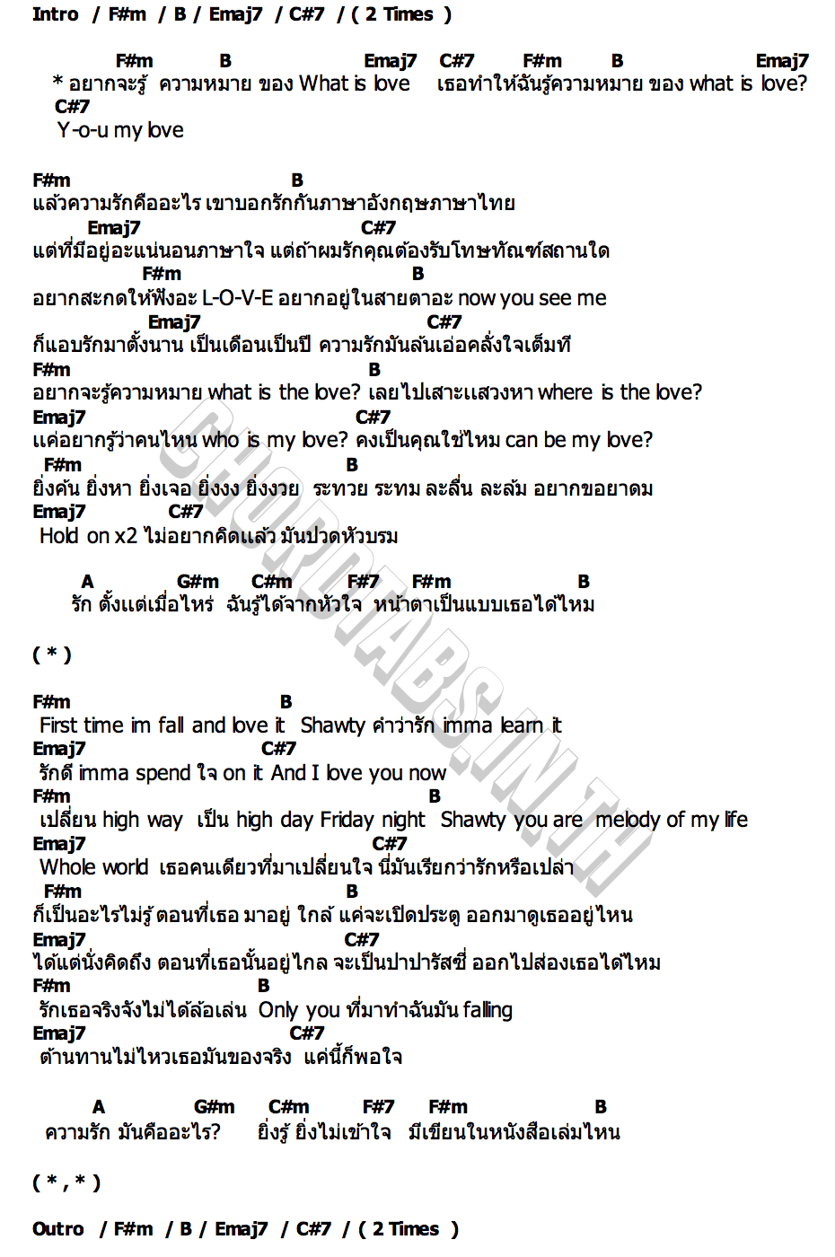 คอร์ด What is love All or Nothing