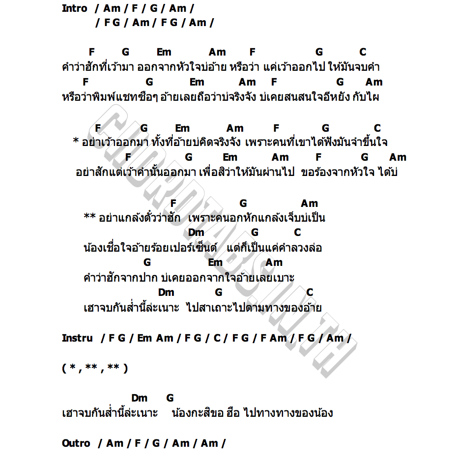คอร์ด อย่าตั๋วว่าฮัก จอย อทิตยา