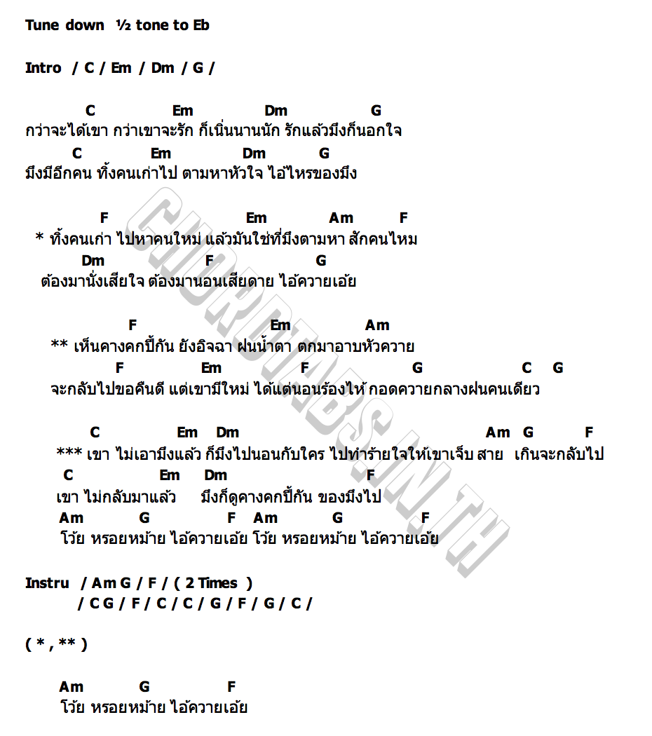 คอร์ด ไอ้ควายเอ้ย อิแมว พาราฮัท