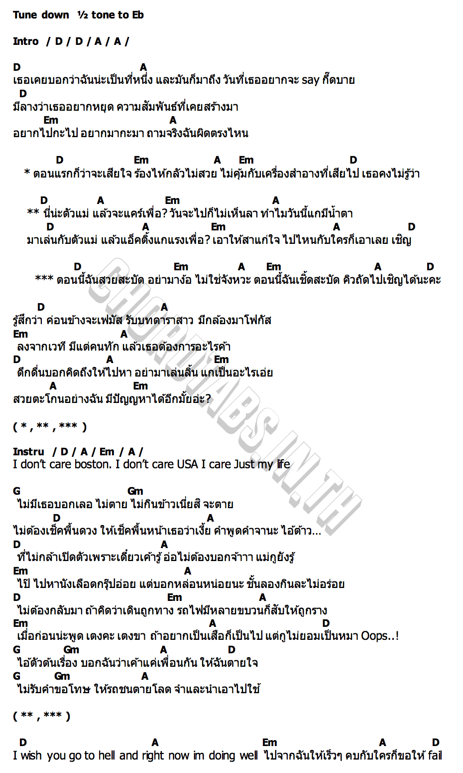 คอร์ด ตัวแม่จะแคร์เพื่อ (Mama Don t Care) Nxmpez