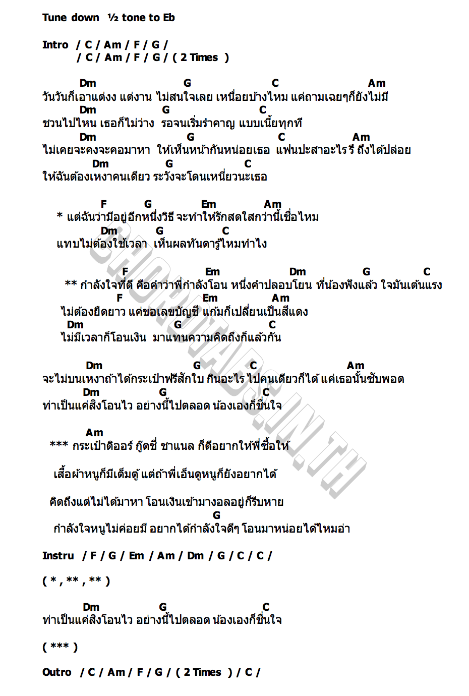 คอร์ด กำลังใจ กำลังโอน ทราย ศิวพร