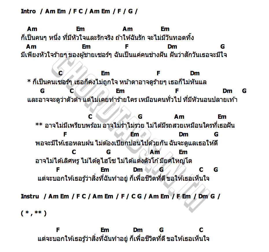 คอร์ด ชายเซอร์ๆ โอม ได้หมดถ้าสดชื่น