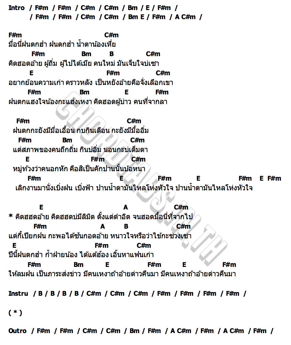 คอร์ด ฝนตกฮำ บุษษา เมืองเลย