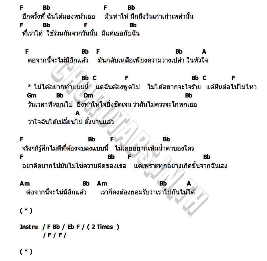 คอร์ด ไม่อยากโกหก Fahlithh