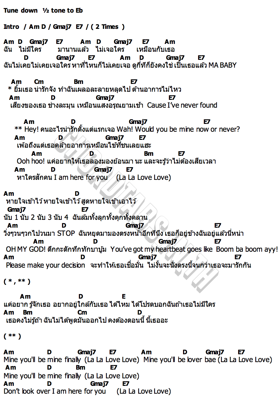 คอร์ด Lalalove (ลาลาเลิฟ) Ivelyn (ไอฟวลีน)