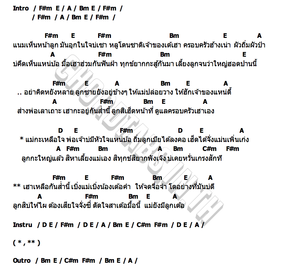 คอร์ด แม่ยังมีลูกเด้อ พิศมัย เสียงสวรรค์ X ใหม่ กอบกุล