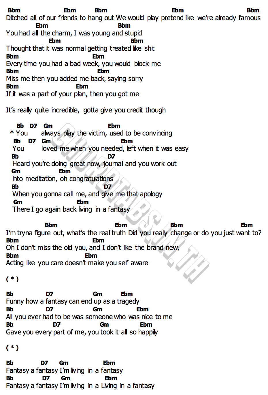คอร์ด Fantasy Lauren Spencer Smith