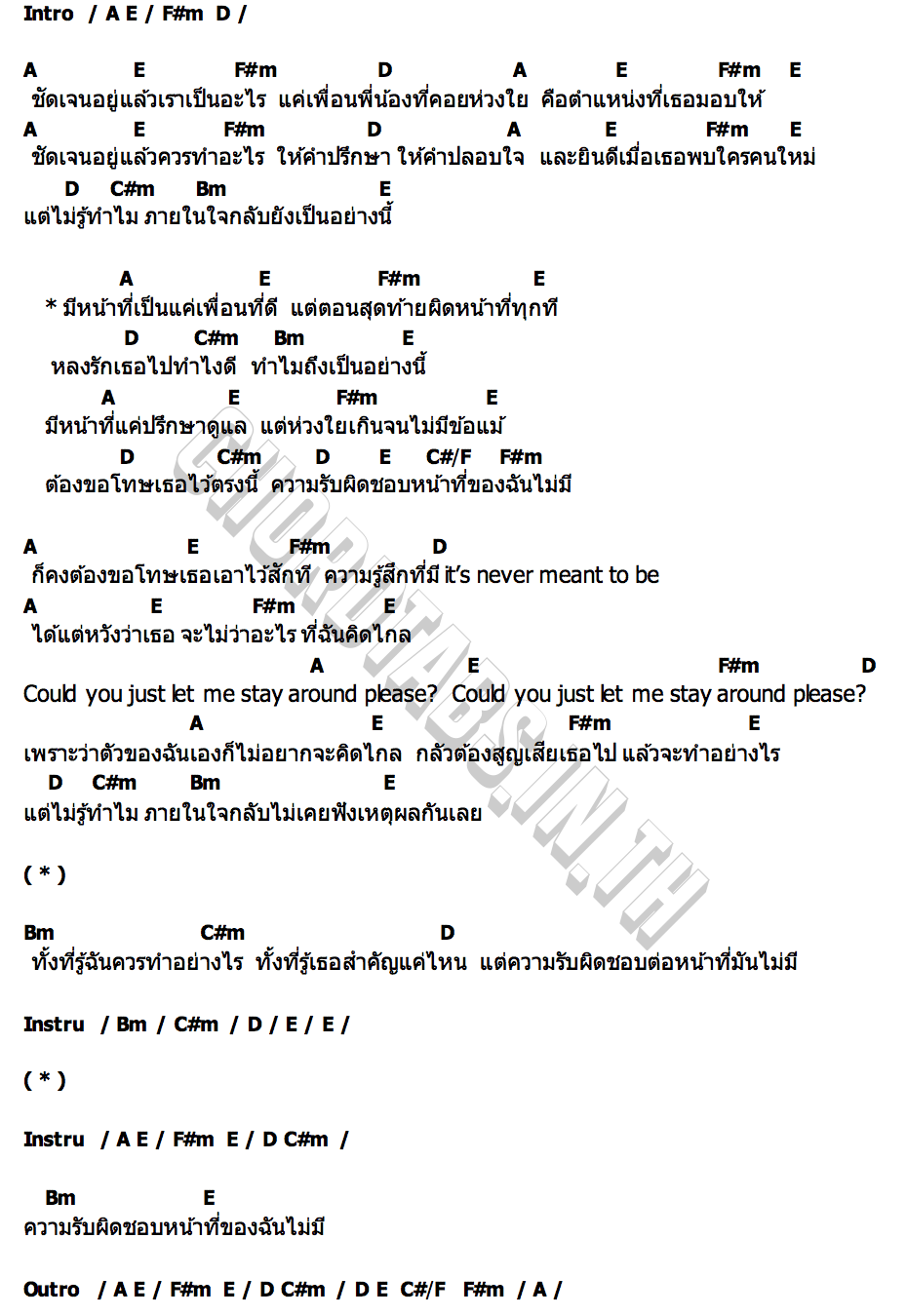 คอร์ด ผิดหน้าที่ (Responsibility) TIGGER