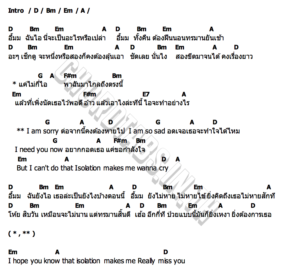 คอร์ด ไอ...โซเลชั่น (Isolation) Indy Pawarisa