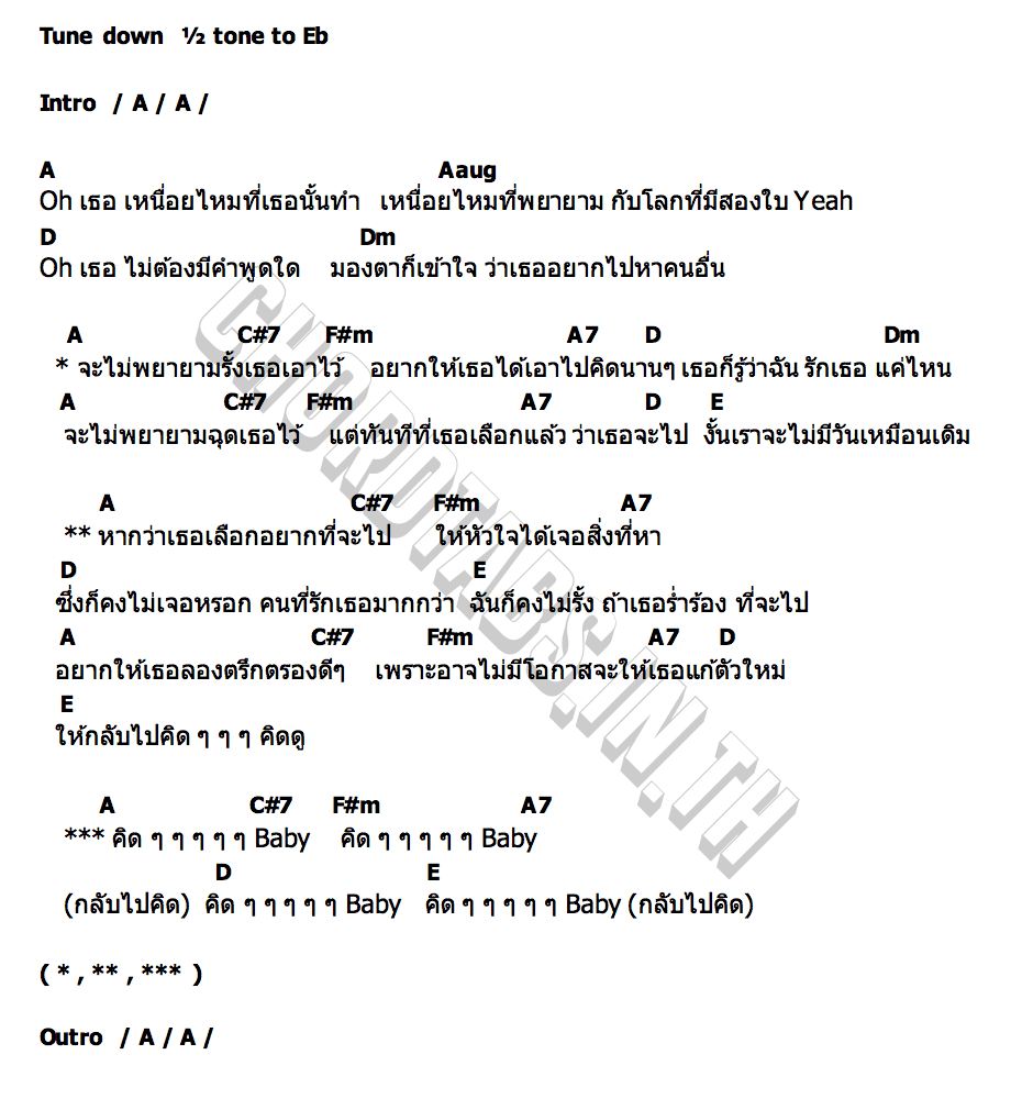 คอร์ด คิดดู (Think Twice) TON THANASIT x ว่าน วันวาน