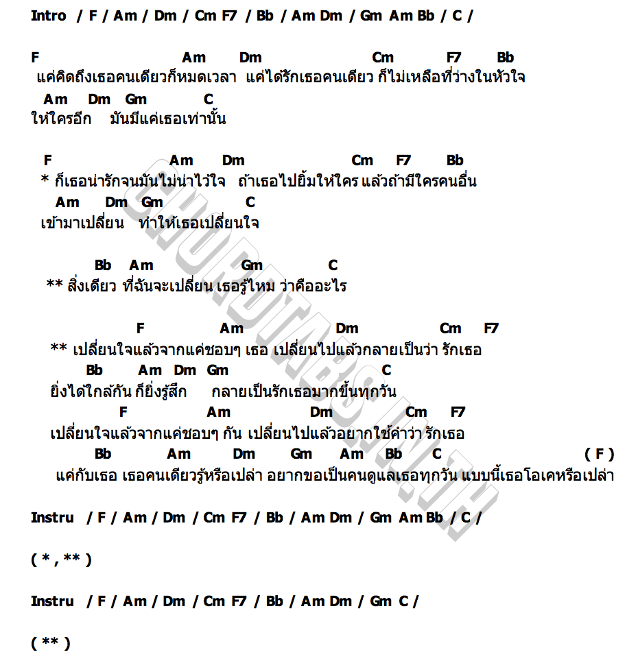 คอร์ด เปลี่ยนใจแล้ว (Second Thoughts) Force  Book