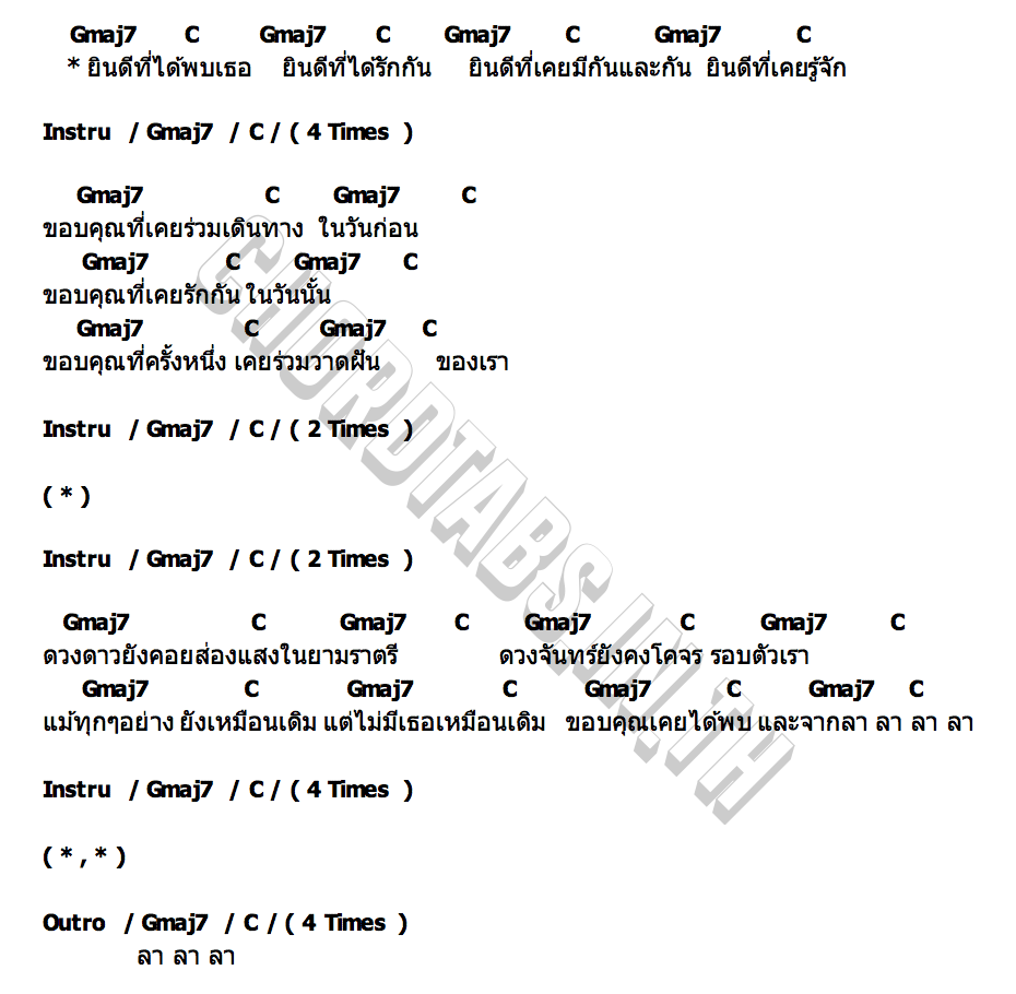 คอร์ด ยินดีที่ครั้งหนึ่งฉันเคยได้พบเธอ LITTLE HOPE