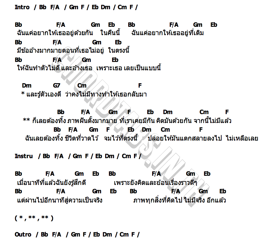คอร์ด ฟอร์เก็ตมีน็อต Shineboys