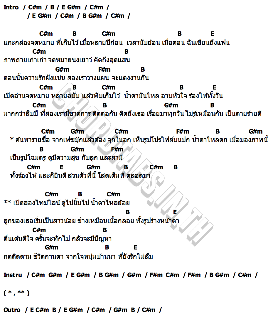 คอร์ด แกะกล่องจดหมายเก่า หมอโมฮัล ศกภูเขียว