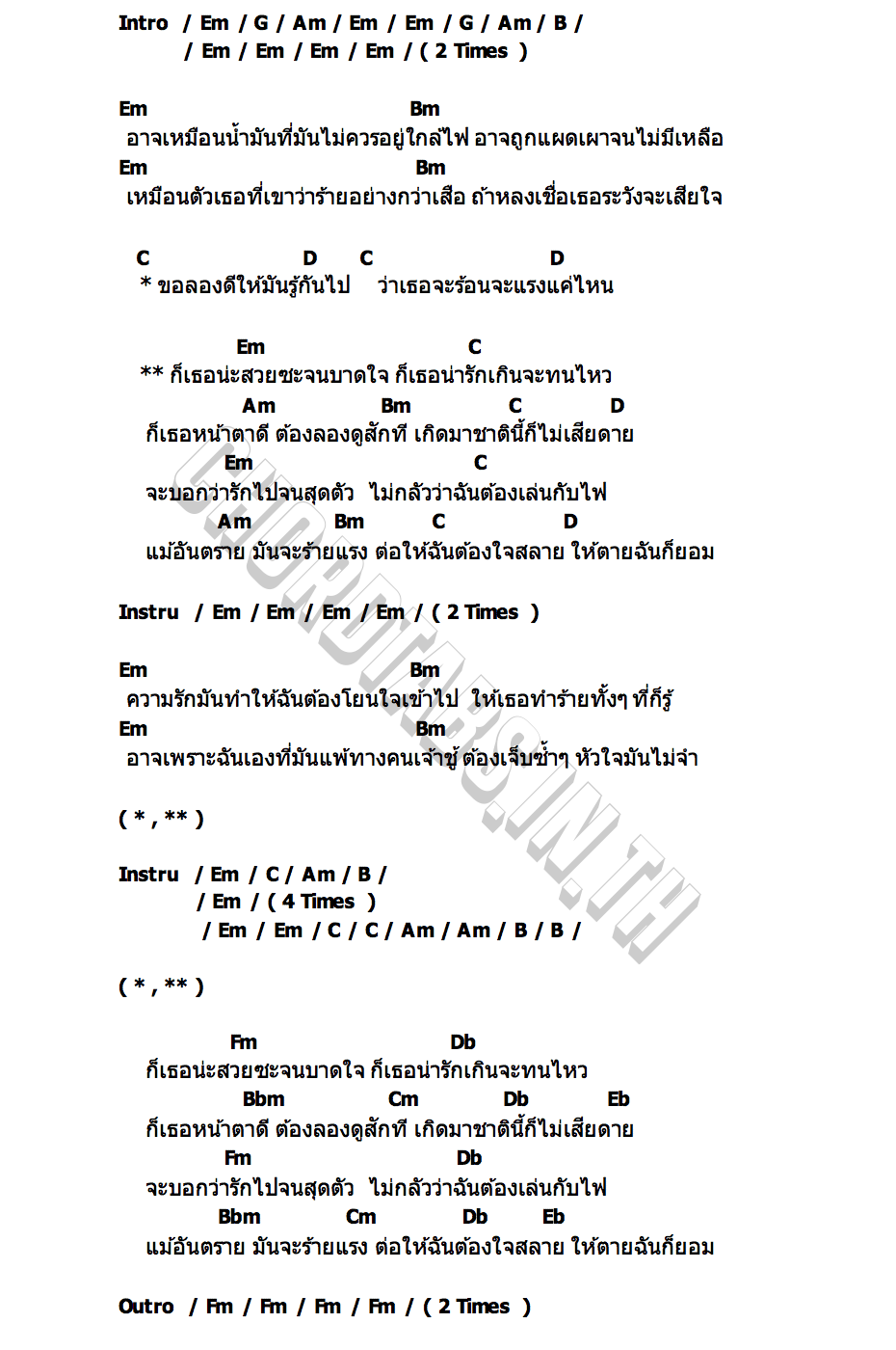 คอร์ด เล่นกับไฟ แต้ ศิลา SILA