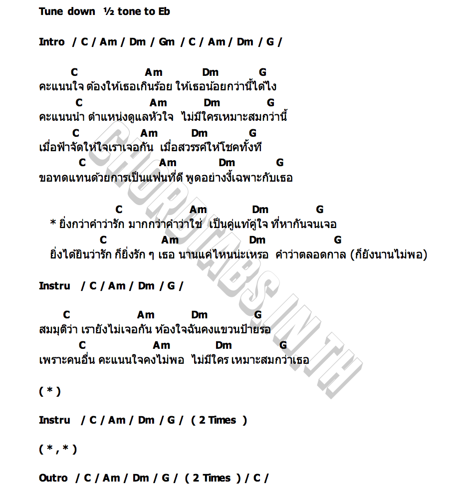 คอร์ด ยิ่งกว่าคำว่ารัก มากกว่าคำว่าใช่ (Cover Version) บี ณภัทร