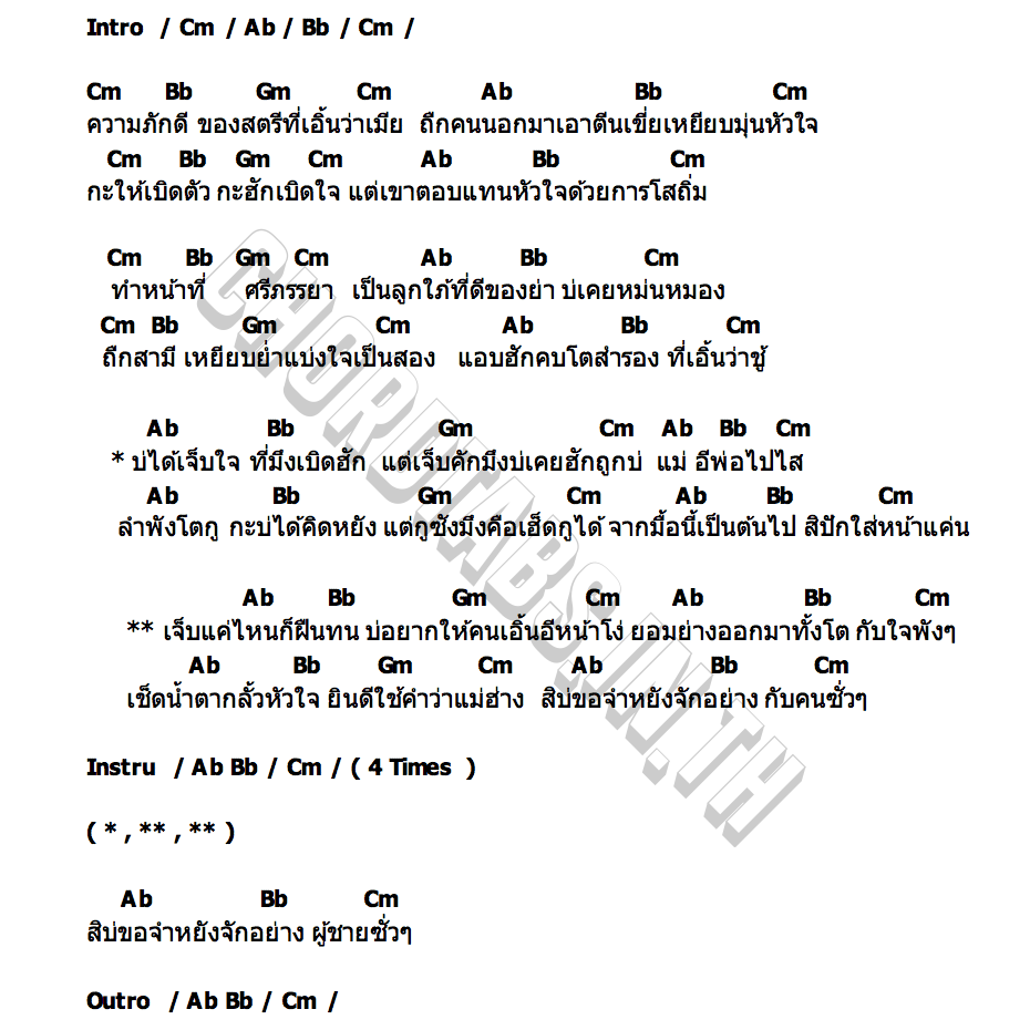 คอร์ด ฮักเหมิดตัว ซัวเหมิดใจ ยุ่งยิ่ง กนกนันท์