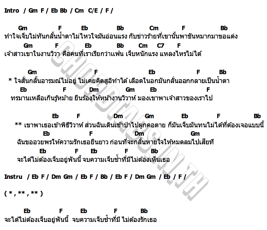 คอร์ด อกหักในงานวิวาห์ บังซัก ก้าวร้าว