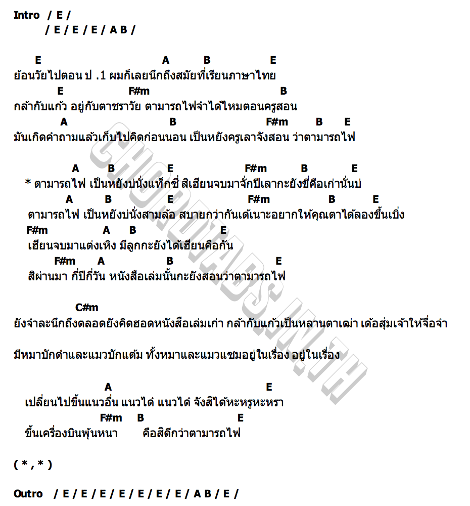 คอร์ด ตามารถไฟ วิทย์คณิต