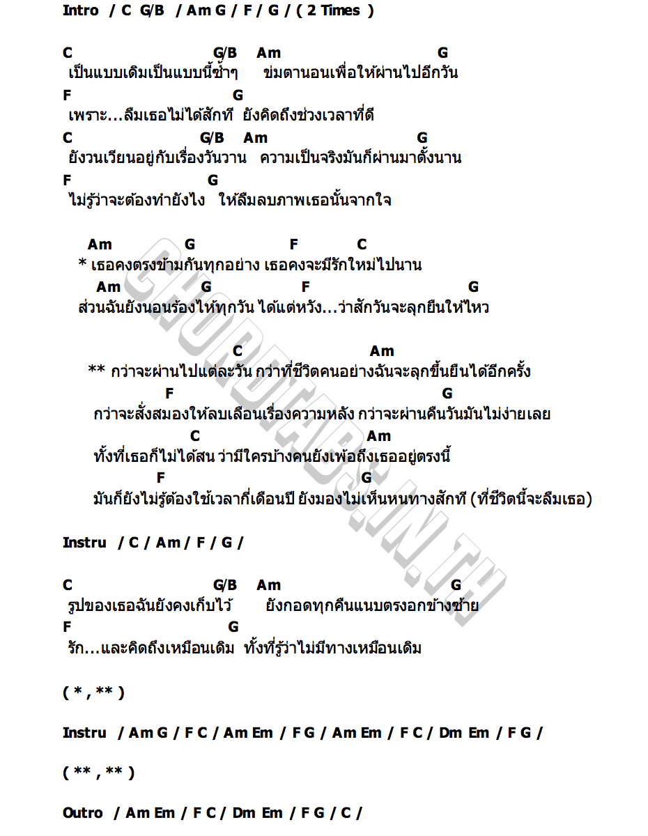คอร์ด กว่าจะผ่านไปแต่ละวัน วงคารามาย