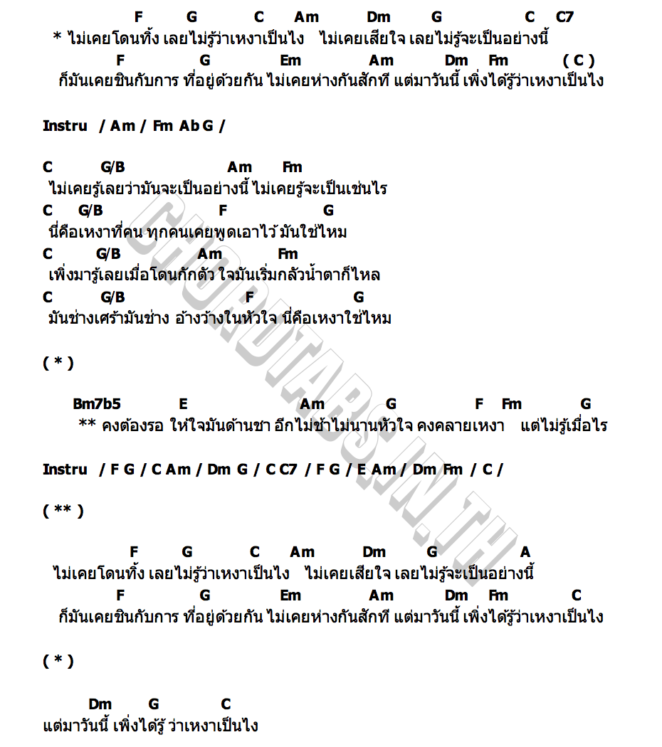 คอร์ด นี่คือเหงาใช่ไหม ปลา สิดารัศมิ์
