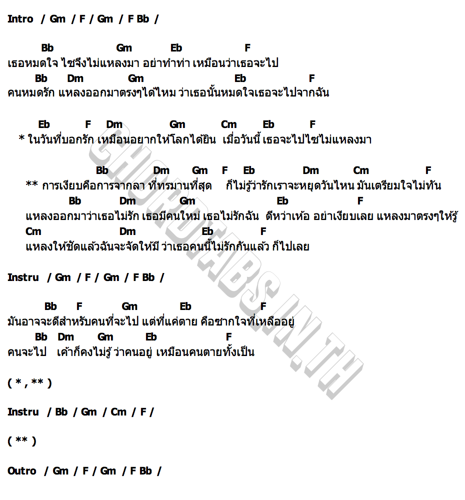 คอร์ด การเงียบคือการจากลาที่ทรมานที่สุด ไอซ์ อติยาภรณ์
