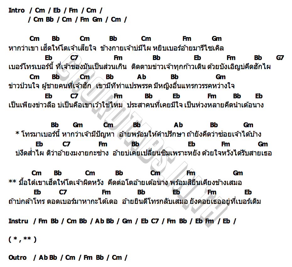 คอร์ด คอยเธอที่เบอร์เดิม สนุ๊ก สิงห์มาตร Rsiam