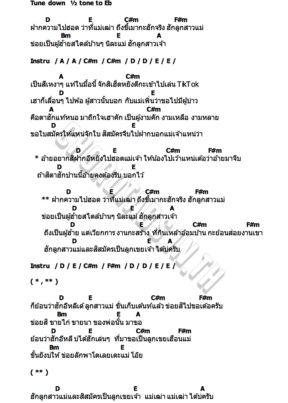คอร์ด ฝากความฮอดแม่เฒ่า ยังอี้ วีระพล